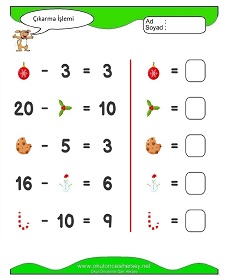 Çıkarma İşlemi Çalışma Sayfaları